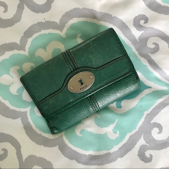 Turquoise teal Fossil fold out wallet - Picture 1 of 4